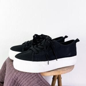 Abound Neely Lace Up Canvas Platform Sneakers Shoes Black Casual Size 9.5M NWT